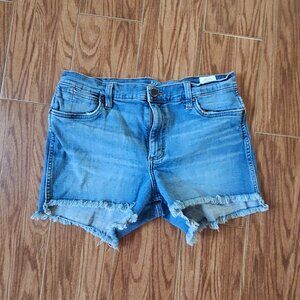 Wrangler Cutoff Denim Shorts | Size 31 | Medium Wash | Leather Patch | Vintage